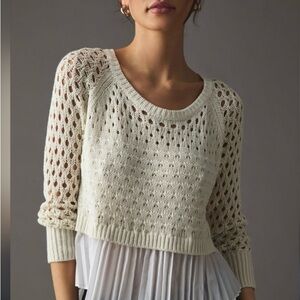 Anthropologie Maeve Cream Open-Knit Sweater NWT Size Medium
